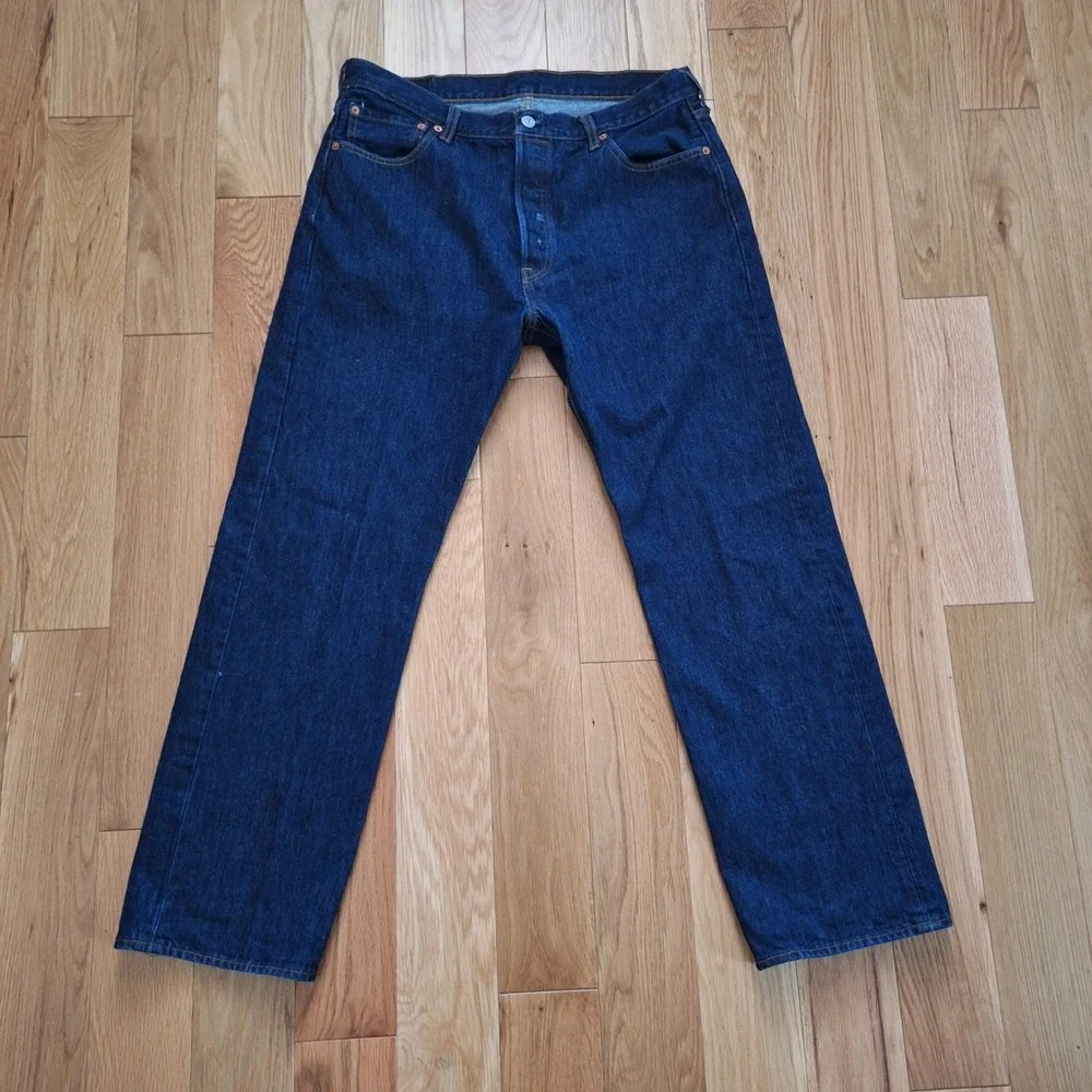 Levi's 501 Original Fit Straight Leg Button Fly Jeans Indigo Blue 36x30